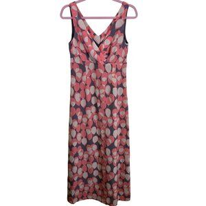 Boden Limited Edition 100% Silk Maxi Dress Sleeveless V-neck Coral Gray Size 4